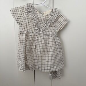 Zara Girls Cream Windowpane Ruffle Dress